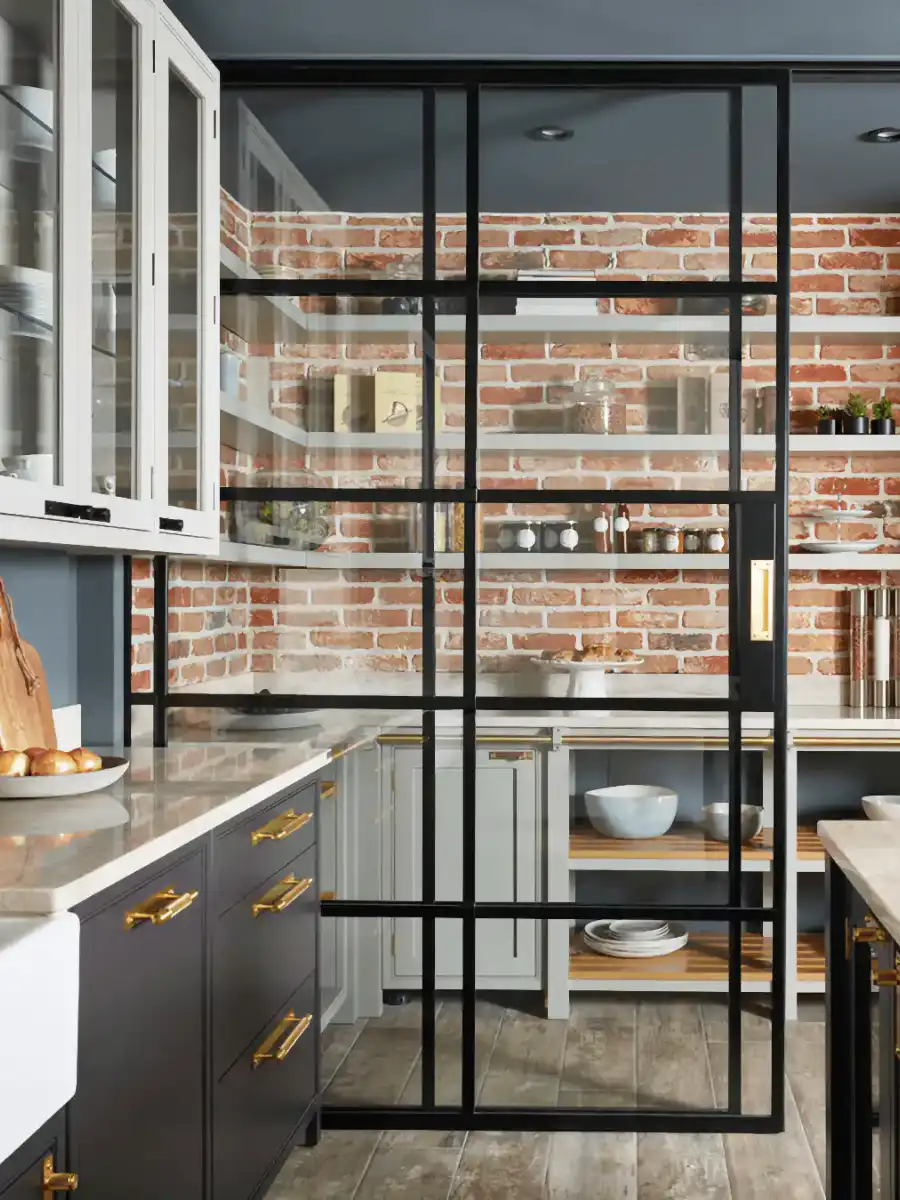 Crittall steel single sliding door installed in London home