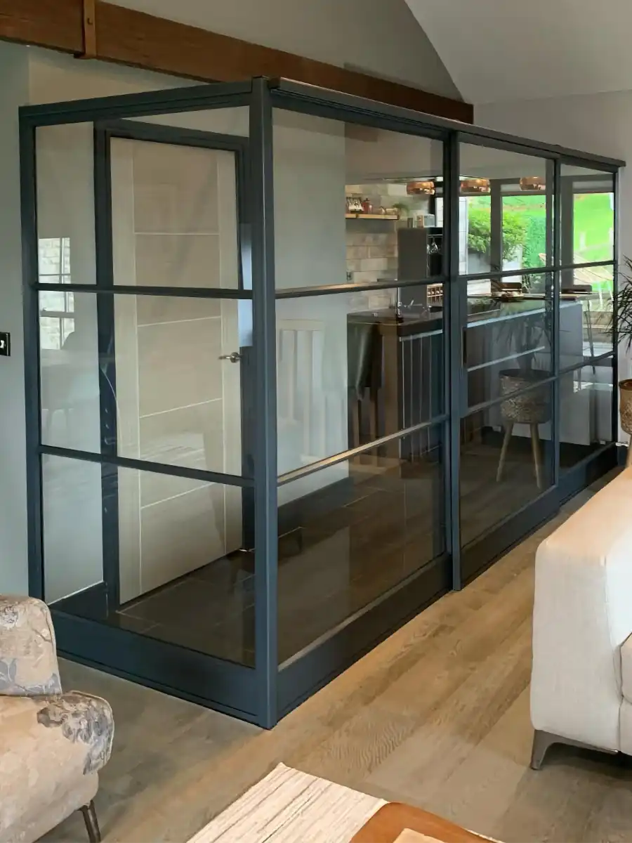 Crittall steel single sliding door installed in Clitheroe home