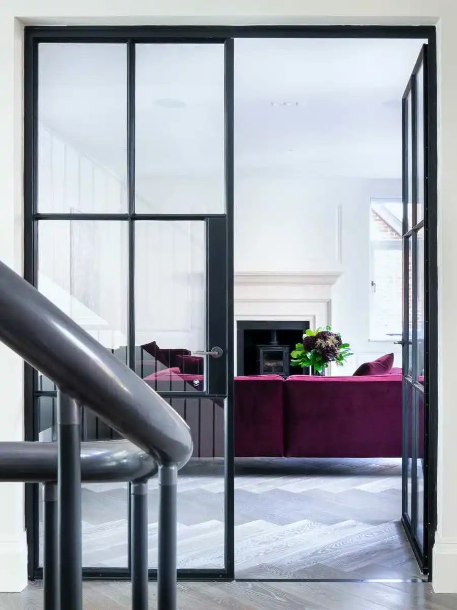 Crittall steel fire-rated double doors installed in Manchester home
